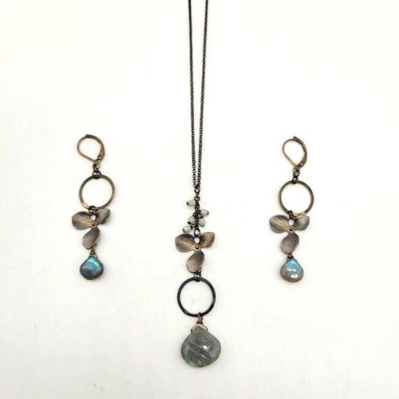 Natural Rainbow Labradorite Briolette Earrings Necklace SUPER FIRE OOAK Beauty - Picture 6 of 6